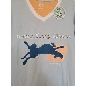 Dog Is Good Never Sleep Alone Short Sleeve V-Neck Sleep Shirt 2XL 3XL Cotton